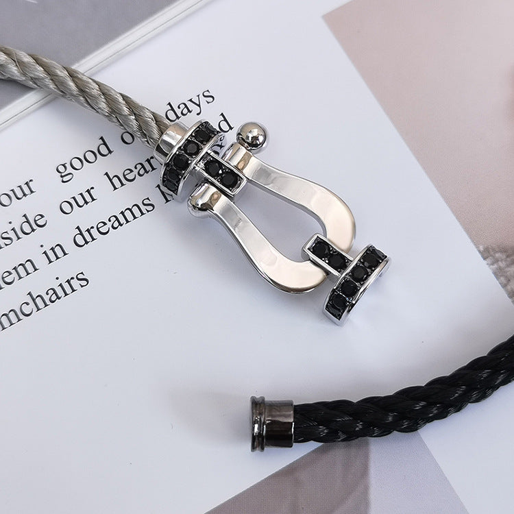 [Spark]FORCE LARGE HORSESHOE BLACK DIAMOND BRACELET SILVER