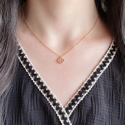 [Spark]CLOVER 15MM PINK MOTHER-OF-PEARL SINGLE FLOWER NECKLACE