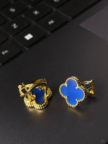 [Spark] CLOVER LARGE (20mm) 1 MOTIFS BLUE MOP STUD EARRINGS
