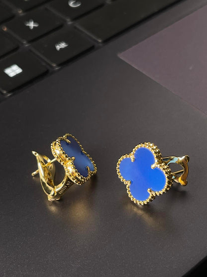 [Spark] CLOVER LARGE (20mm) 1 MOTIFS BLUE MOP STUD EARRINGS