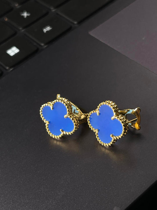 [Spark] CLOVER LARGE (20mm) 1 MOTIFS BLUE MOP STUD EARRINGS