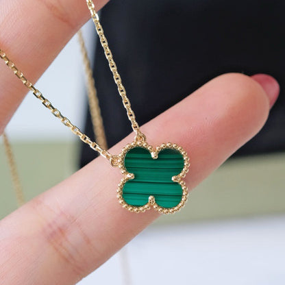[Spark]CLOVER 15MM MALACHITE SINGLE FLOWER  NECKLACE