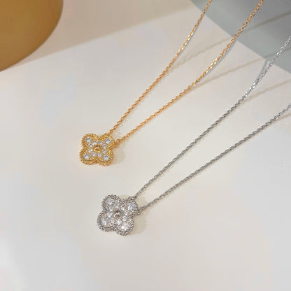 [Spark]CLOVER 15MM DIAMOND SINGLE FLOWER NECKLACE
