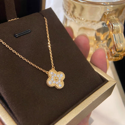 [Spark]CLOVER 15MM DIAMOND SINGLE FLOWER NECKLACE