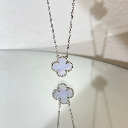 [Spark]CLOVER 15MM BLUE CHALCEDONY NECKLACE SILVER