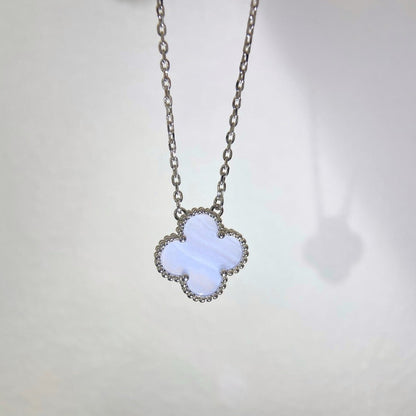 [Spark]CLOVER 15MM BLUE CHALCEDONY NECKLACE SILVER
