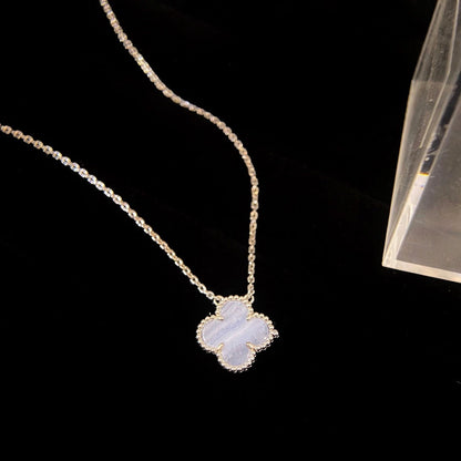 [Spark]CLOVER 15MM BLUE CHALCEDONY NECKLACE SILVER