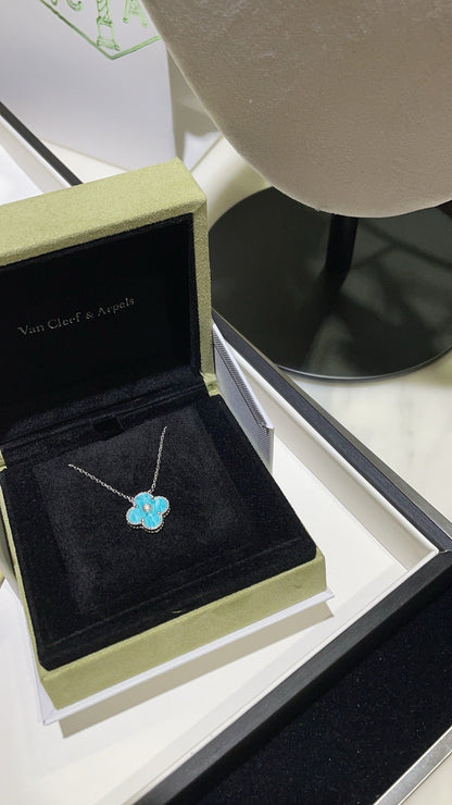 [Spark]CLOVER 15MM DIAMOND SVRES PORCELAIN  NECKLACE SILVER