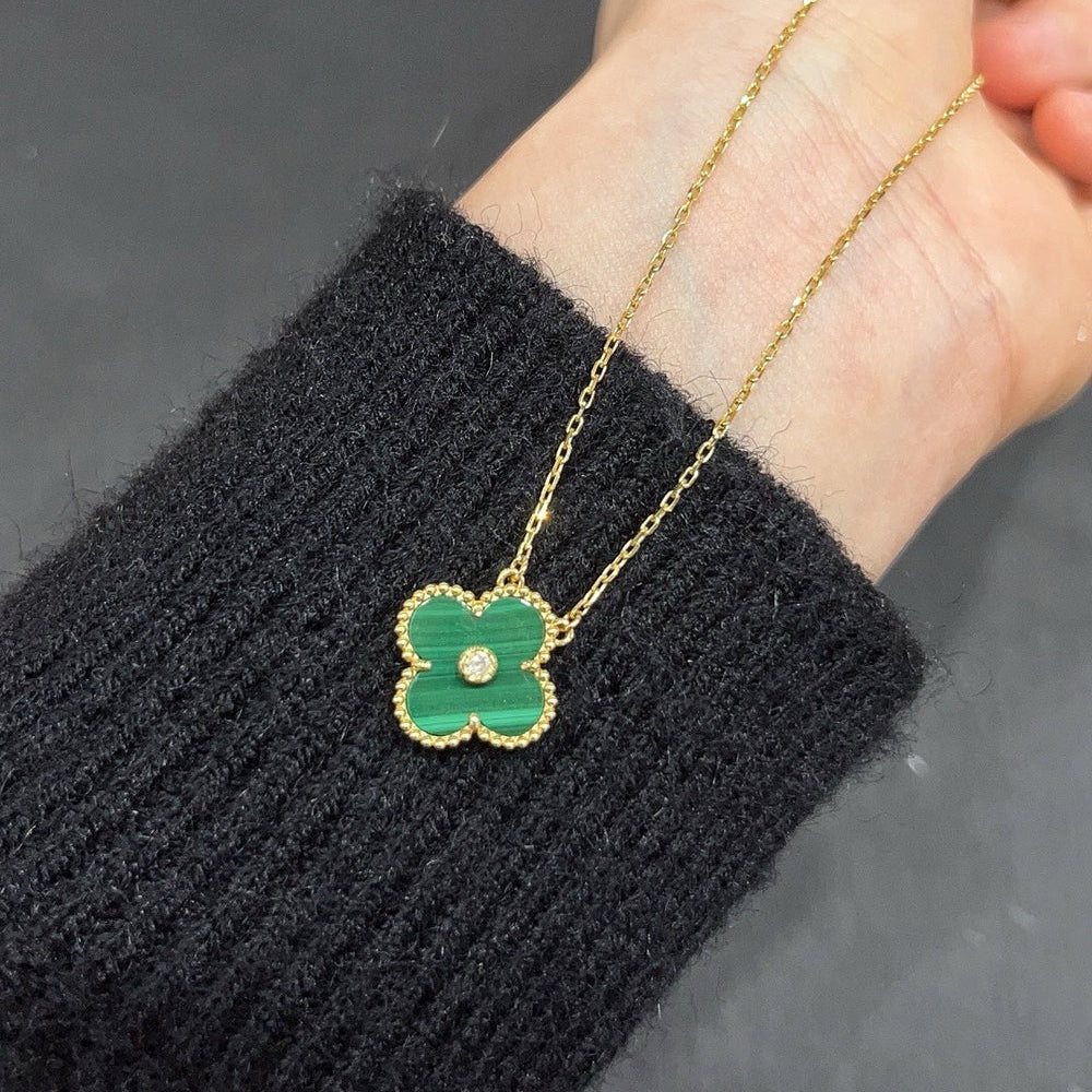 [Spark]CLOVER 15MM DIAMOND TURQUOISE NECKLACE