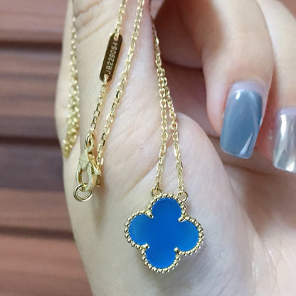 [Spark]CLOVER 15MM BLUE AGATE NECKLACE