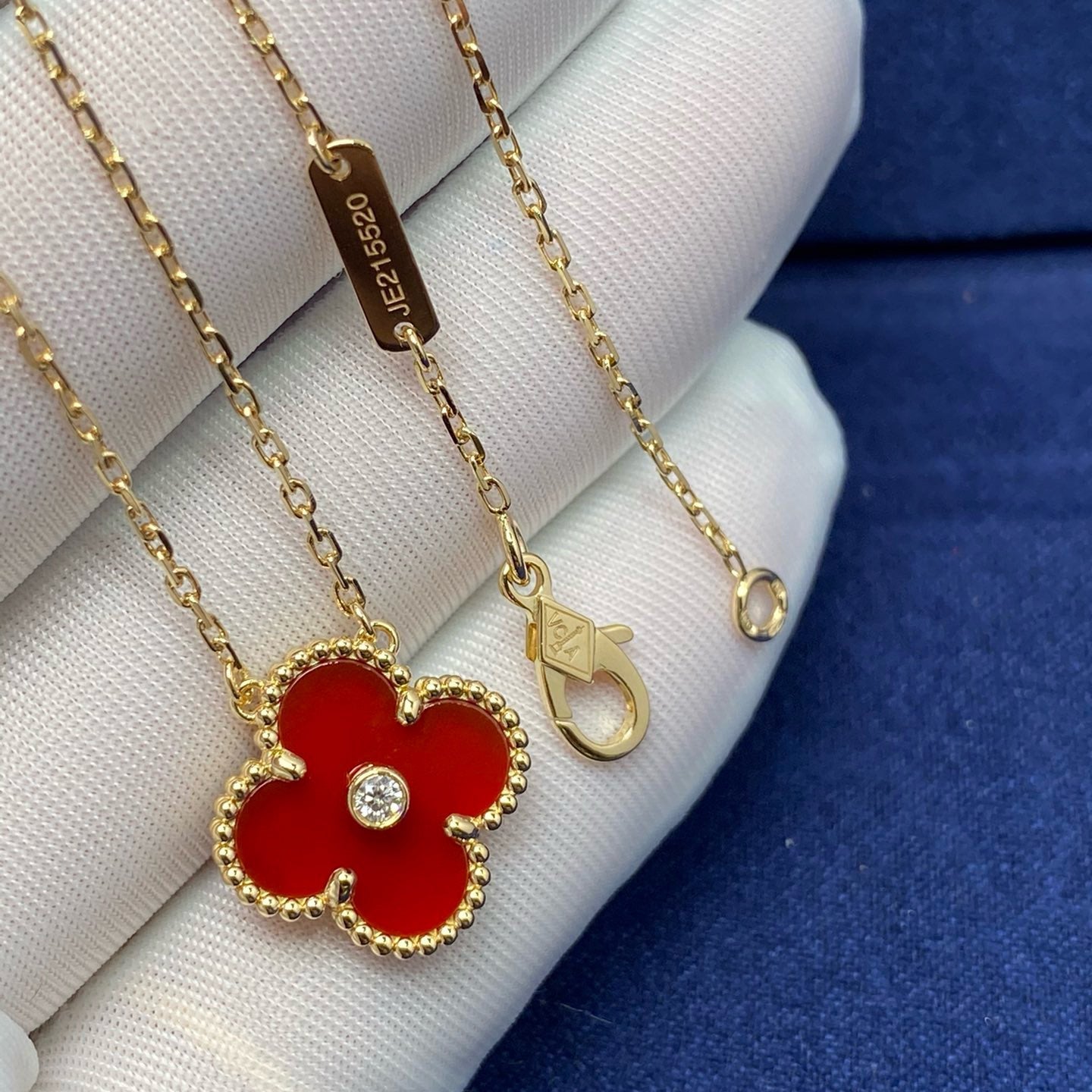 [Spark]CLOVER 15MM DIAMOND CARNELIAN NECKLACE