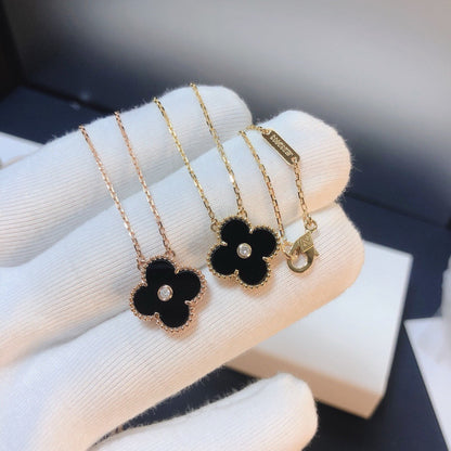 [Spark]CLOVER 15MM DIAMOND ONYX NECKLACE