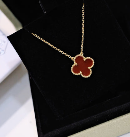 [Spark]CLOVER 15MM CARNELIAN SINGLE FLOWER NECKLACE