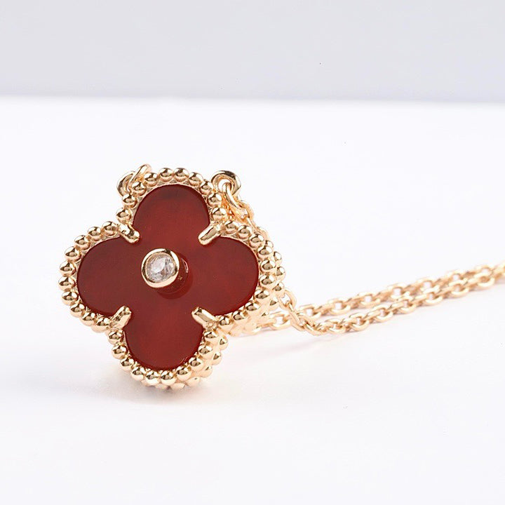 [Spark]CLOVER 15MM DIAMOND CARNELIAN NECKLACE