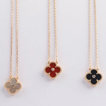 [Spark]CLOVER 15MM DIAMOND CARNELIAN NECKLACE