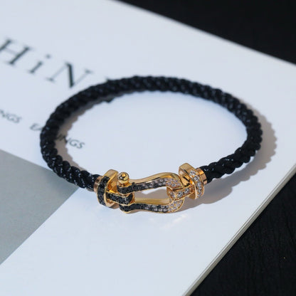 [Spark]FORCE LARGE HORSESHOE BLACK WHITE DIAMOND BRACELET SILVER
