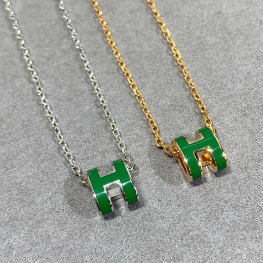 [Spark]POP H GREEN NECKLACE SILVER AND GOLD