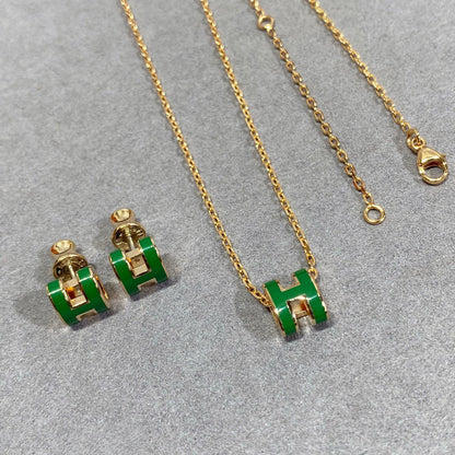 [Spark]POP H GREEN NECKLACE SILVER AND GOLD