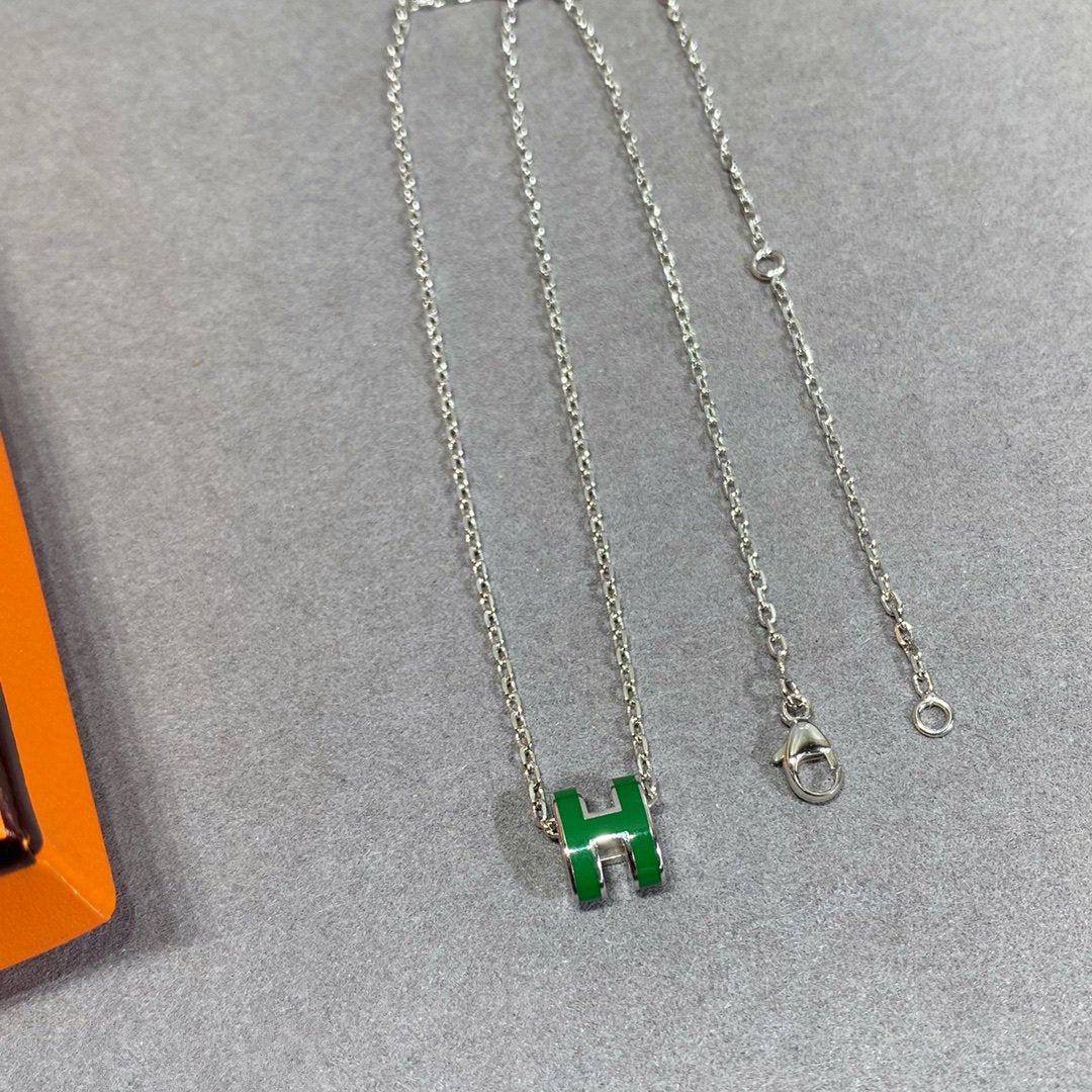 [Spark]POP H GREEN NECKLACE SILVER AND GOLD