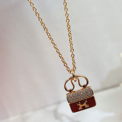 [Spark]CONSTANCE RED PEDANT PINK GOLD NECKLACE