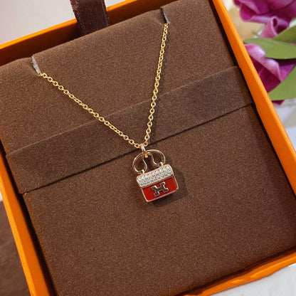 [Spark]CONSTANCE RED PEDANT PINK GOLD NECKLACE