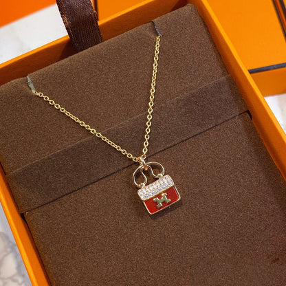 [Spark]CONSTANCE RED PEDANT PINK GOLD NECKLACE
