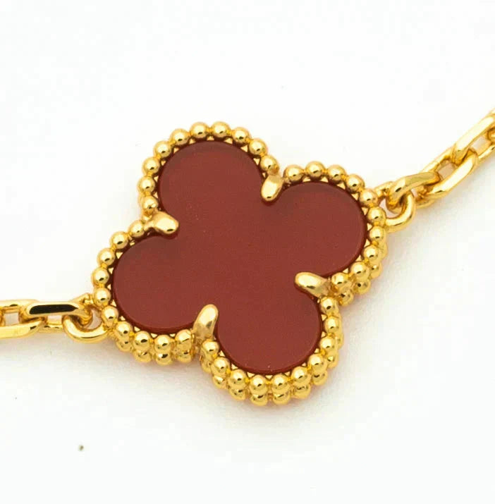 [Spark] CLOVER 5 MOTIF RED CORNELIAN BRACELET COLLECTION