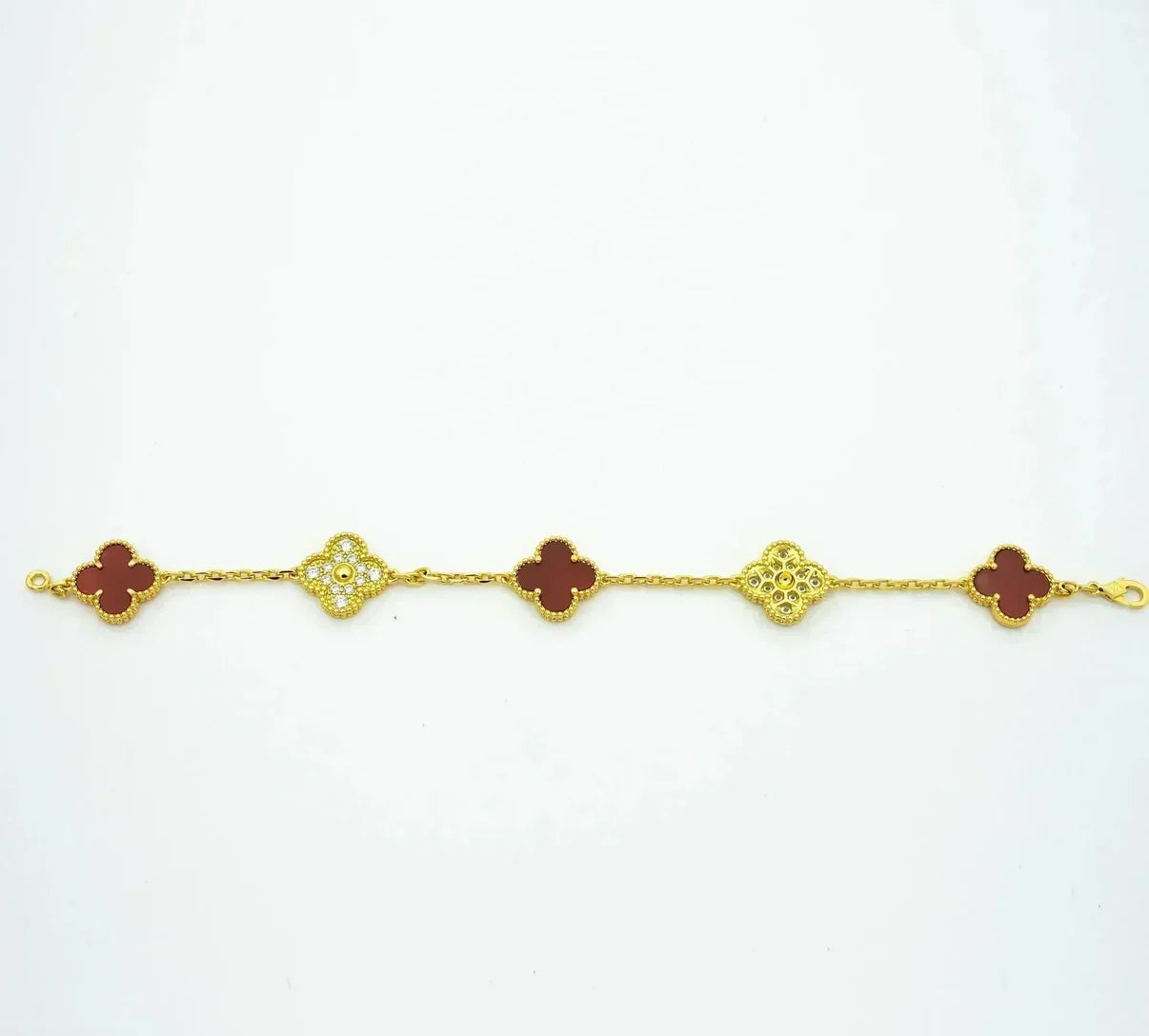 [Spark] CLOVER 5 MOTIF RED CORNELIAN BRACELET COLLECTION