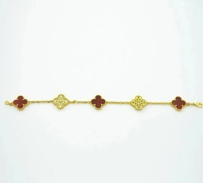 [Spark] CLOVER 5 MOTIF RED CORNELIAN BRACELET COLLECTION