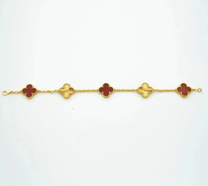 [Spark] CLOVER 5 MOTIF RED CORNELIAN BRACELET COLLECTION