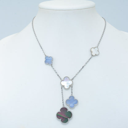 [Spark]CLOVER MOP CHALCEDONY NECKLACE SILVER 6 MOTIF