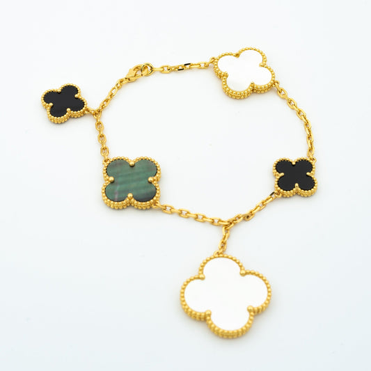 [Spark]CLOVER BRACELET 5 MOTIFS ONYX MOP