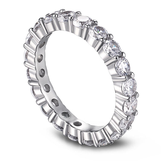 [Spark Jewelry]Sparkling Round Cut Tennis Ring