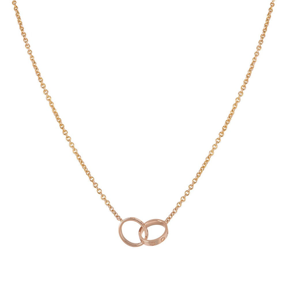 [Spark]LOVE NECKLACE DOUBLE RING PINK GOLD