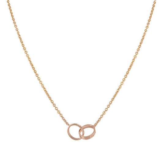 [Spark]LOVE NECKLACE DOUBLE RING PINK GOLD