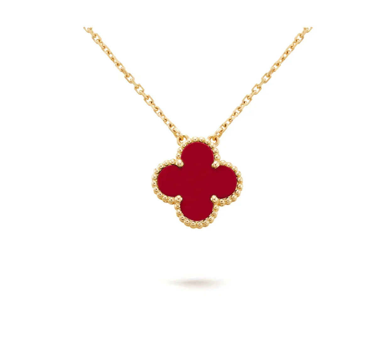 [Spark]CLOVER 15MM CARNELIAN SINGLE FLOWER NECKLACE