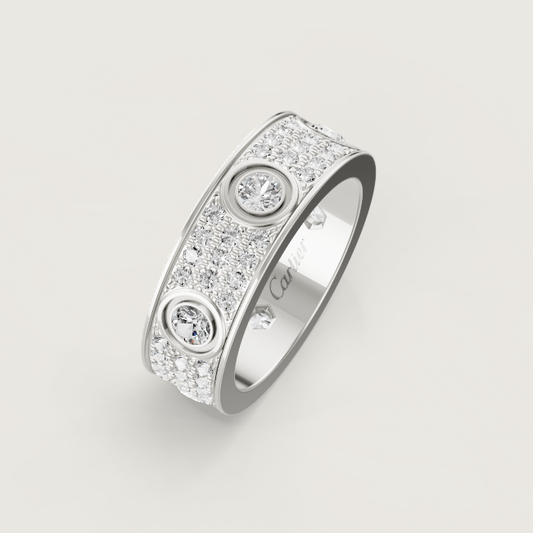 [Spark]LOVE RING 6.5MM Full Diamond, 6 Major Diamonds Silver
