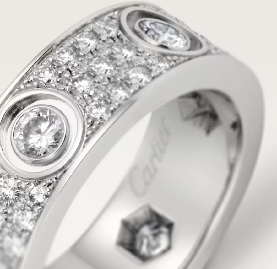 [Spark]LOVE RING 6.5MM Full Diamond, 6 Major Diamonds Silver