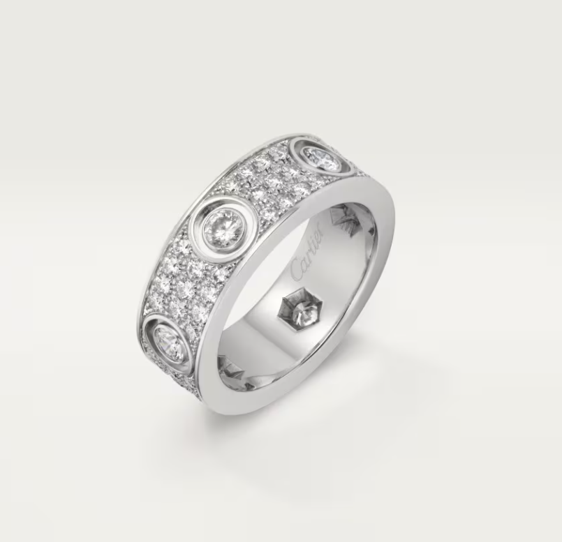 [Spark]LOVE RING 6.5MM Full Diamond, 6 Major Diamonds Silver