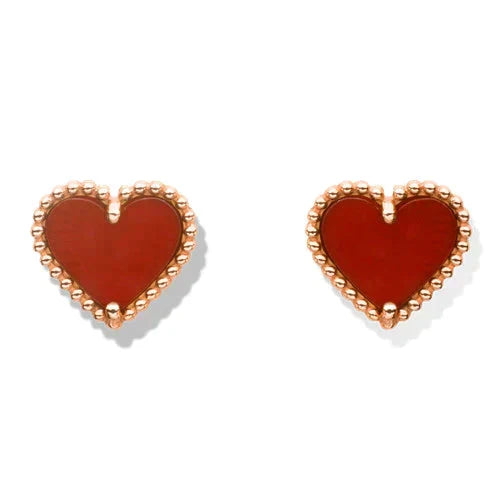 [Spark]HEART CARNELIAN STUD EARRINGS