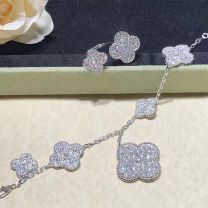 [Spark]CLOVER 6 MOTIFS SILVER DIAMOND BRACELET