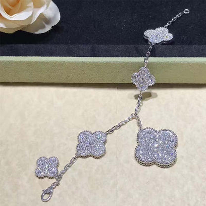 [Spark]CLOVER 6 MOTIFS SILVER DIAMOND BRACELET