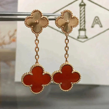 [Spark]CLOVER 2 MOTIF  LASER CARNELIAN EARRINGS