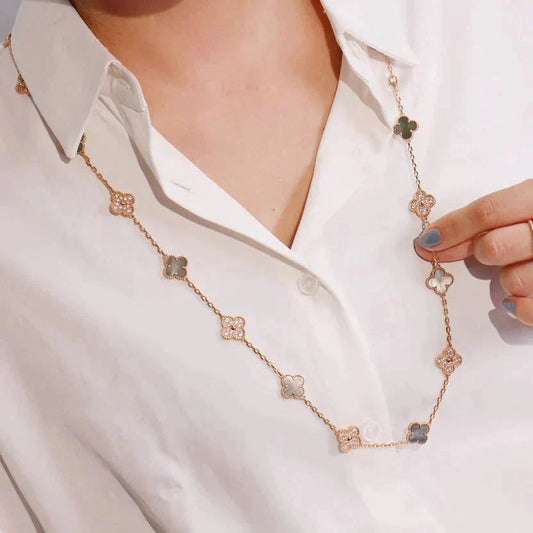 [Spark]CLOVER 20 MOTIFS DARK MOP DIAMOND  NECKLACE