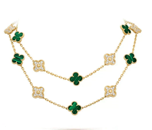 [Spark]CLOVER 20 MOTIFS MALACHITE DIAMOND NECKLACE