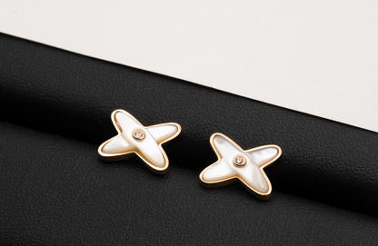 [Spark]JEUX DE WHITE MOP PINK GOLD DIAMOND EARRINGS