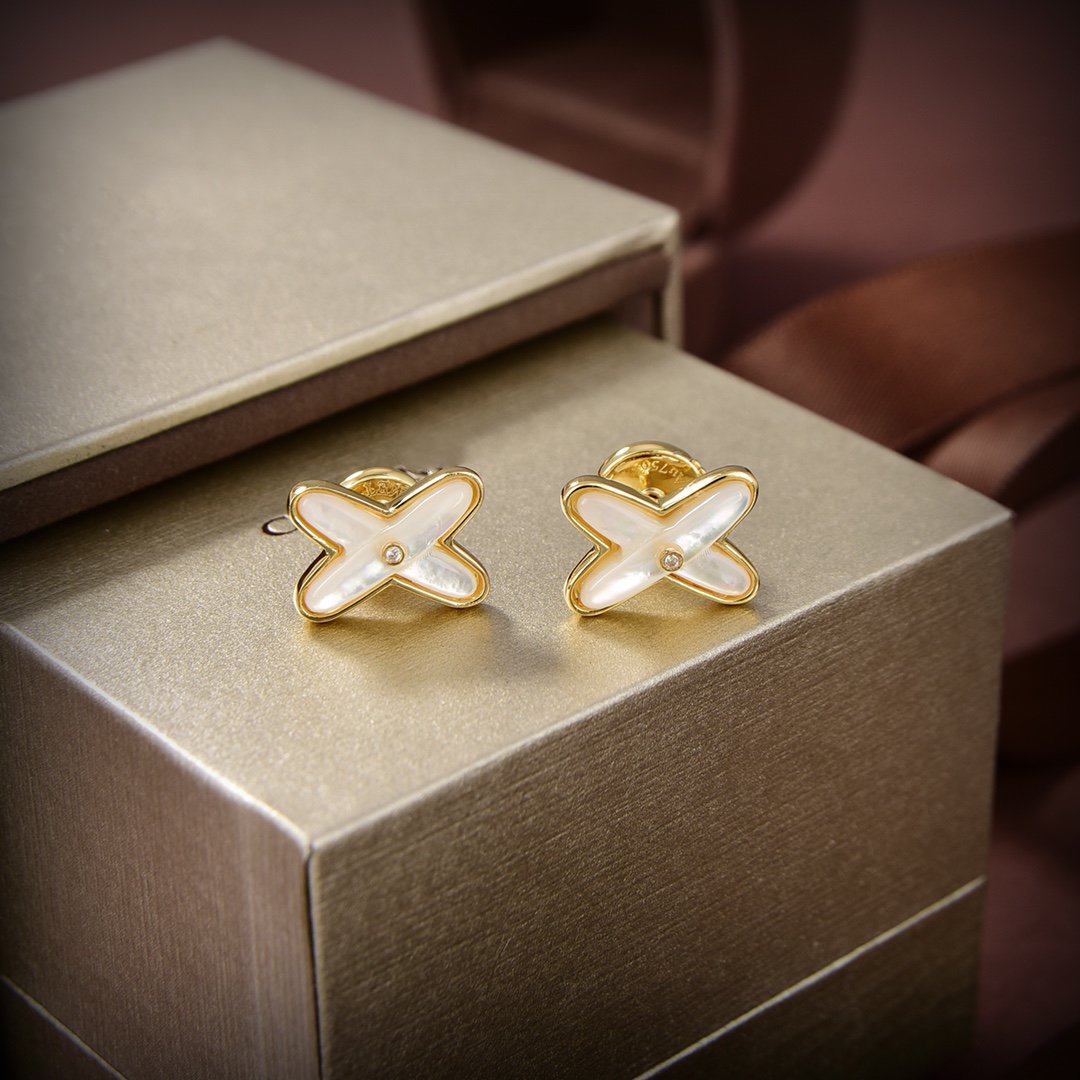 [Spark]JEUX DE WHITE MOP GOLD DIAMOND EARRINGS