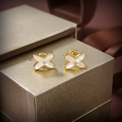 [Spark]JEUX DE WHITE MOP GOLD DIAMOND EARRINGS