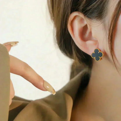 [Spark]CLOVER MEDIUM 1 MOTIFS  ONYX STUD EARRINGS