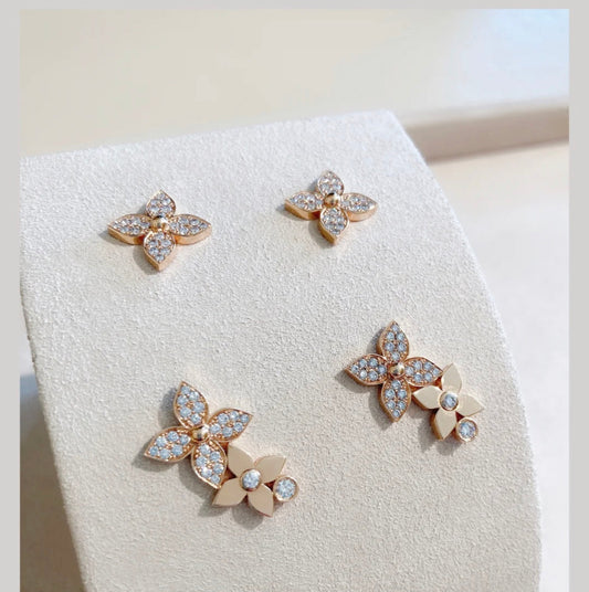 [Spark]STAR BLOSSOM STUD EARRINGS PINK GOLD DIAMONDS